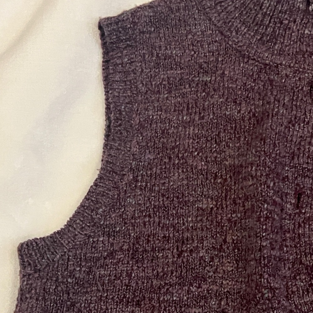 J. Jill purple wool alpaca blend sleeveless button down sweater vest size Large - Picture 4 of 9